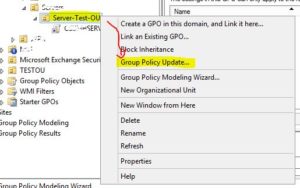 GPOが含まれているOUを右クリック→Group Policy updateを押下